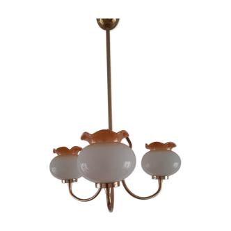 opaline chandelier with 3 burners 60s