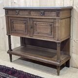 Louis XVI style oak server with marble top