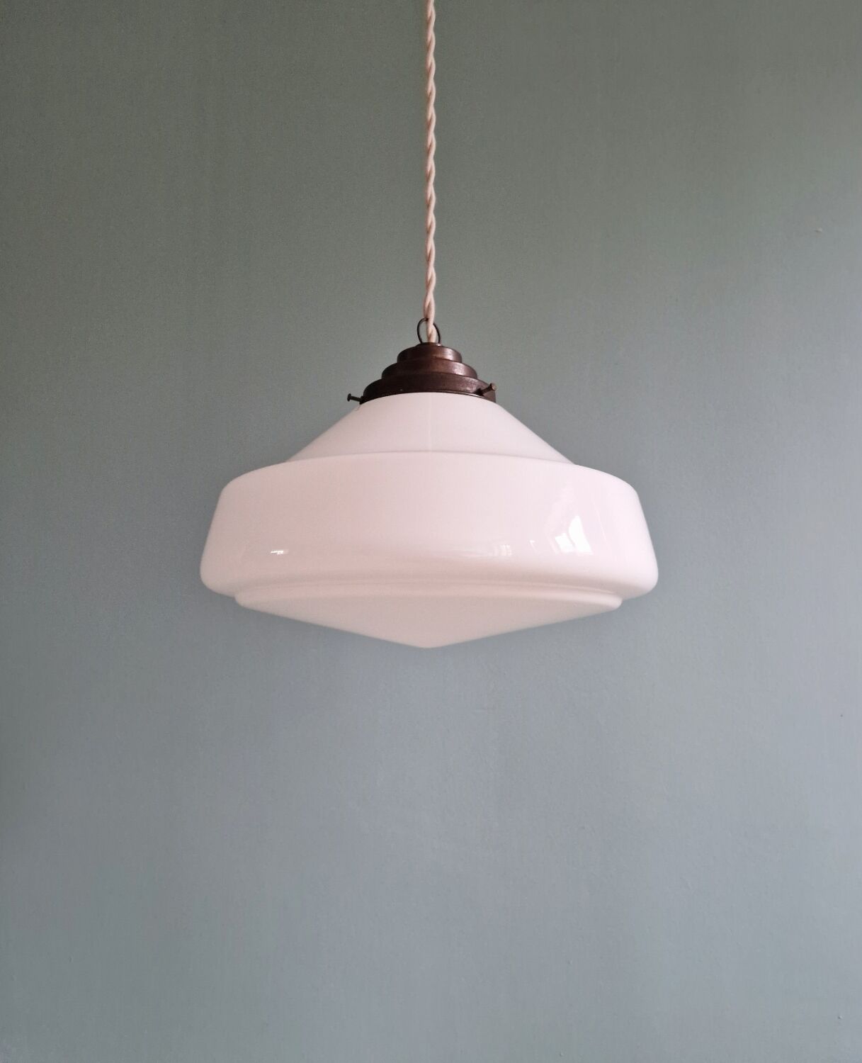 Art Deco Philips suspension in white opaline, Phililite series, 1930.