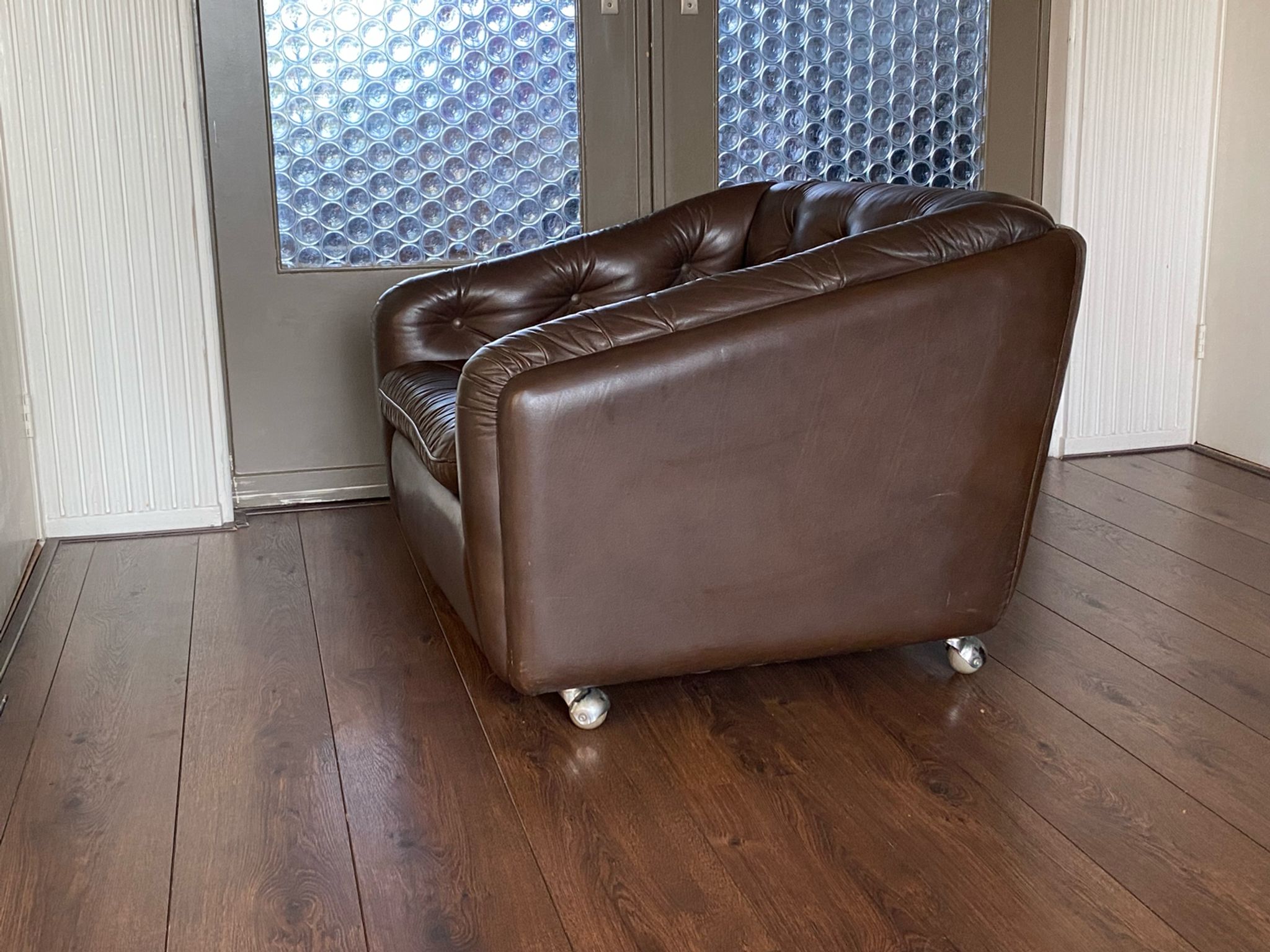 Vintage leather armchair C610 by Geoffrey Harcourt for Artifort, 1960s