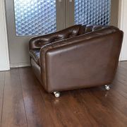 Vintage leather armchair C610 by Geoffrey Harcourt for Artifort, 1960s