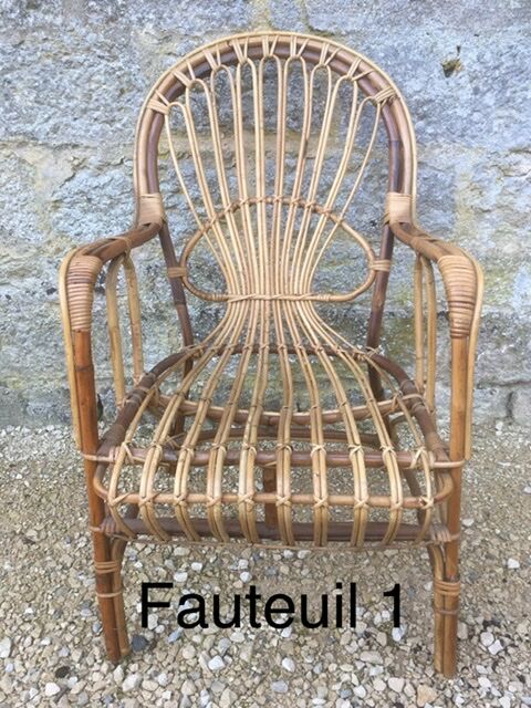 2 armchairs in old rattan