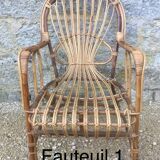 2 armchairs in old rattan