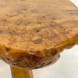 Brutalist elm magnifying glass coffee table 1970s
