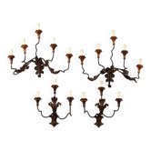 Antique wall sconces in iron and metal, Italy, 19th century.
