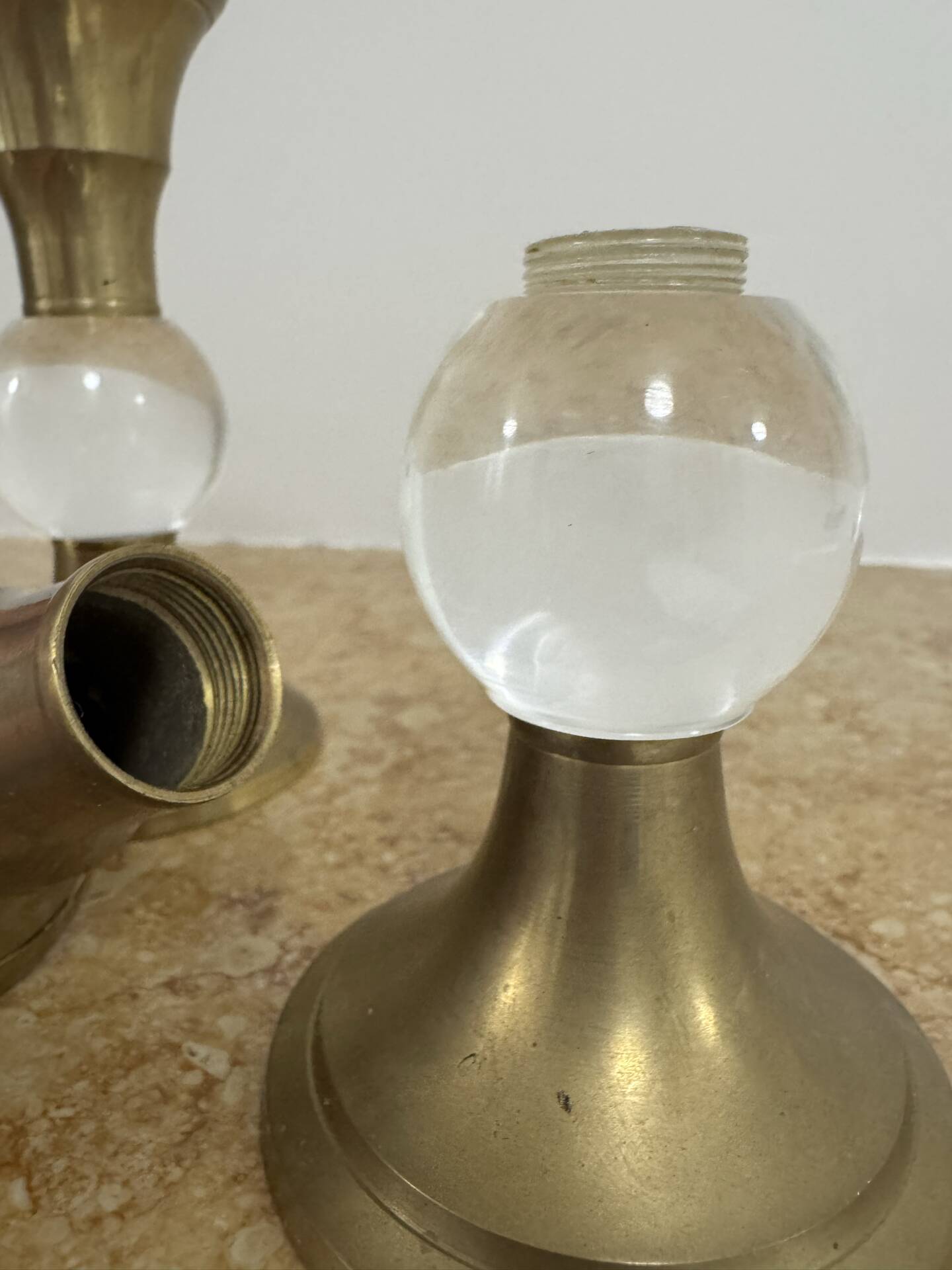 Bougeoirs laiton plexi années 70