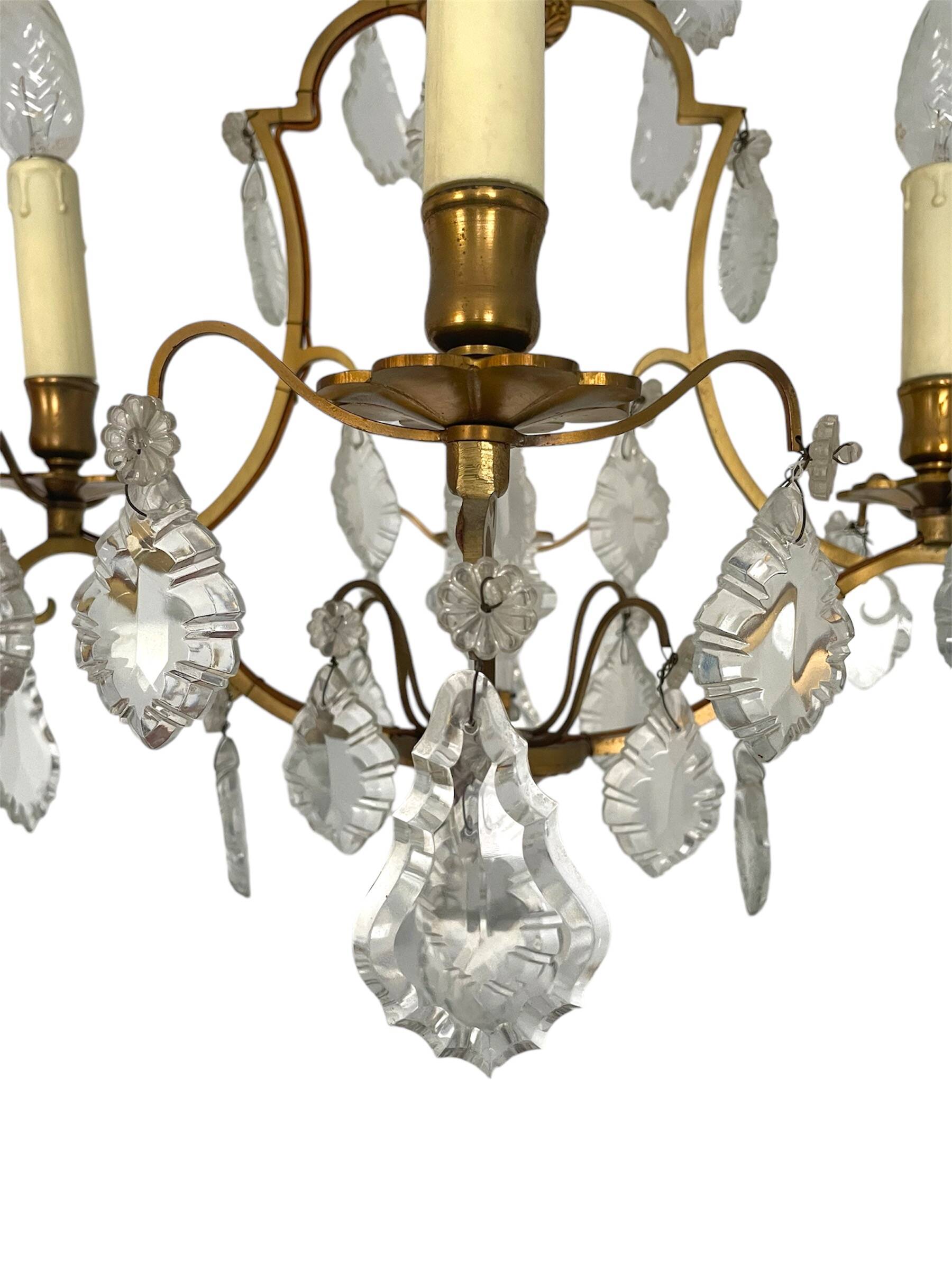 Set of 2 bronze chandeliers with tassels (crystal)