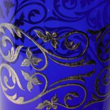 Vintage Blue Crystal Vase with Silver Ornament / Fani Argento / Italy, 1930