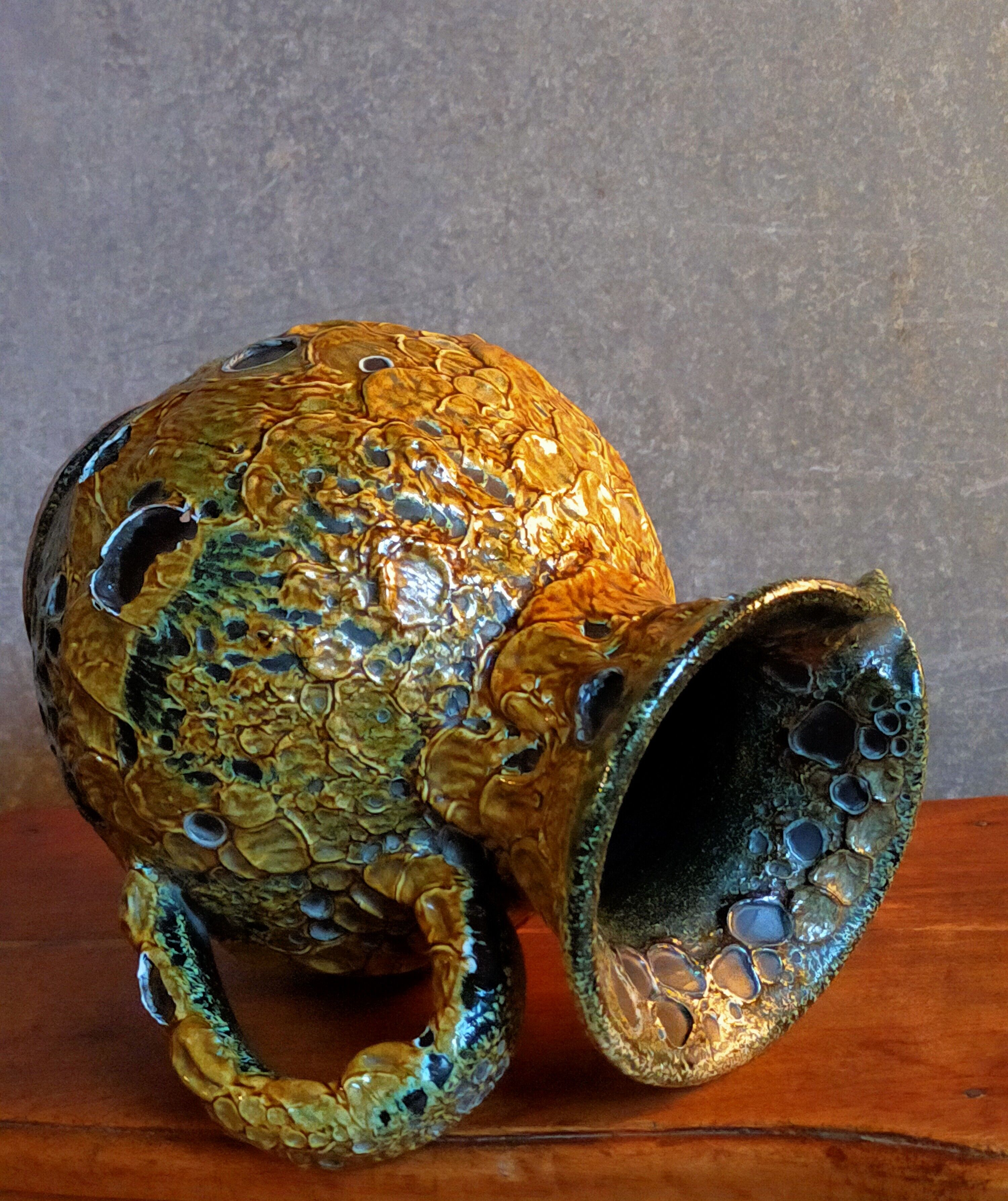 Vintage ceramic pitcher Fat Lava foams glaciers LE CYCLOPE, Annecy