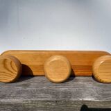 1980 pine wood wall coat rack