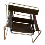 Pair of Wassily black leather armchairs