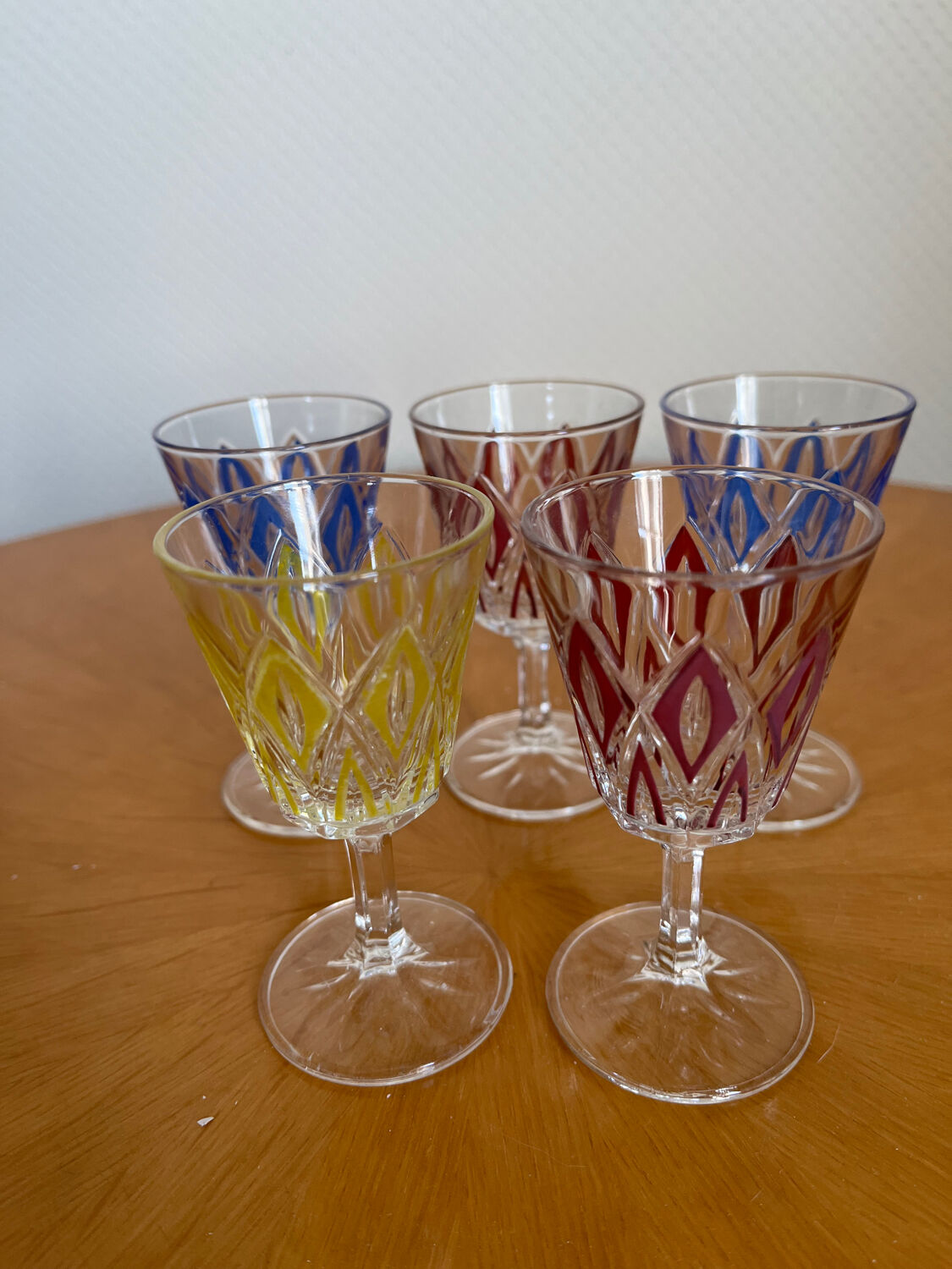 Set of 5 liquor glasses in crystal Reims 1950