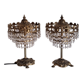 Paire de lampes de chevet à pampilles