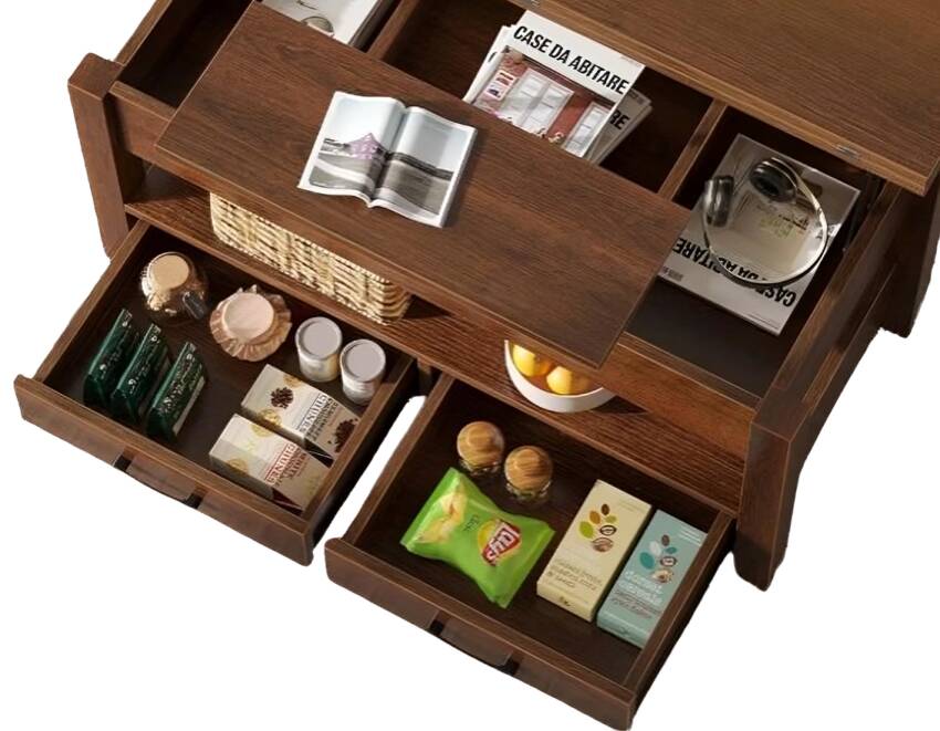Vintage Lift-Top Coffee Table with Drawers, Hidden Storage & Laptop Stand, Convertible Coffee Table