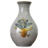 Craquele glaze porcelain Vase, gold and green on grey, Lyngby Porcelain, 1930s