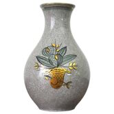 Vase en porcelaine à glaçure craquelée, or et vert sur gris, porcelaine de Lyngby, années 1930