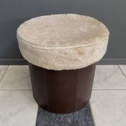 brown leatherette Pouf 1970s by VEB model 26W Raphael