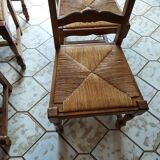 Set of 6 straw chairs, oak legs