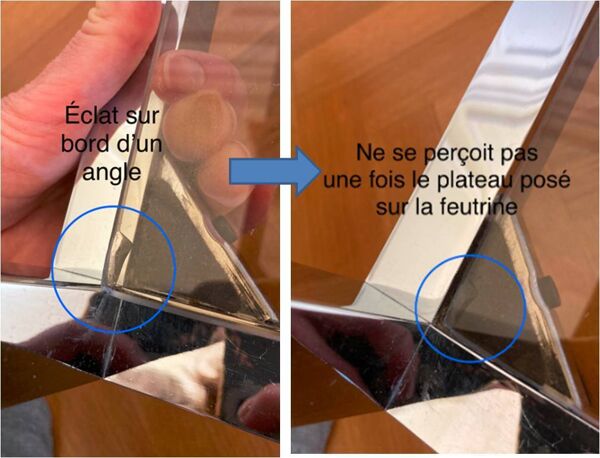 Desserte roulettes chrome et verre fumé années 80