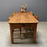 Large oak farmhouse table from France, early 1900s