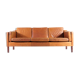 Danish tan leather 3 seater sofa 1970s
