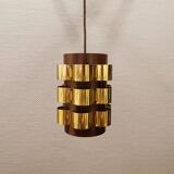 Danish hanging lamp from the 70s, in thin cut metal.