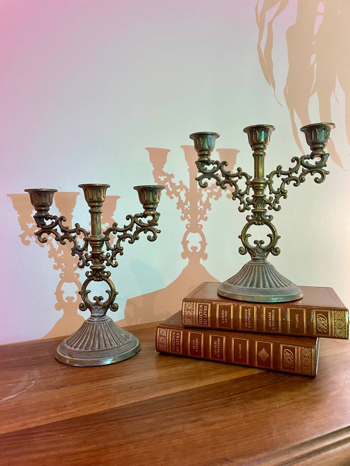 Pair of brass candlesticks