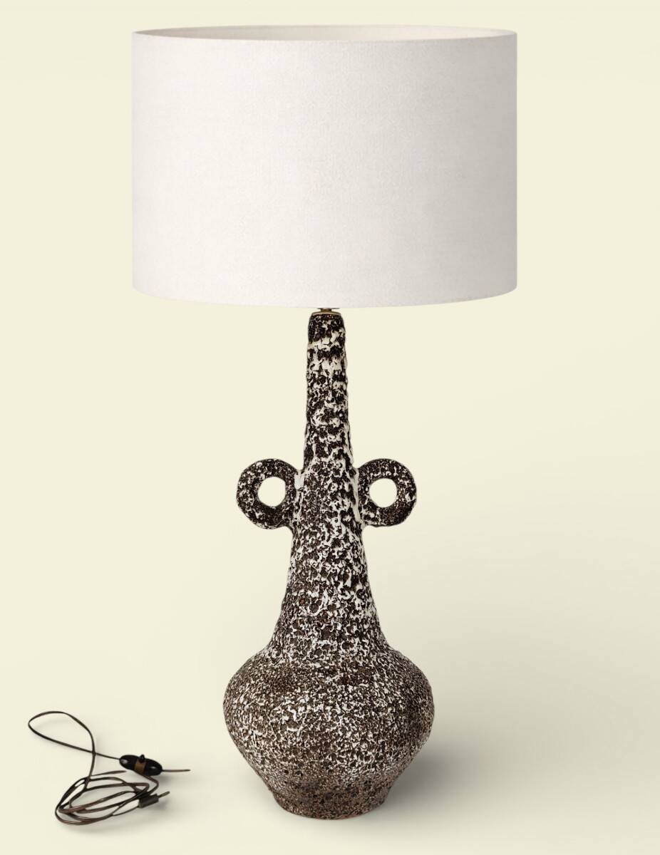 A very large table lamp in "Fatlava," by Marius Giuge, Vallauris, 1960s.