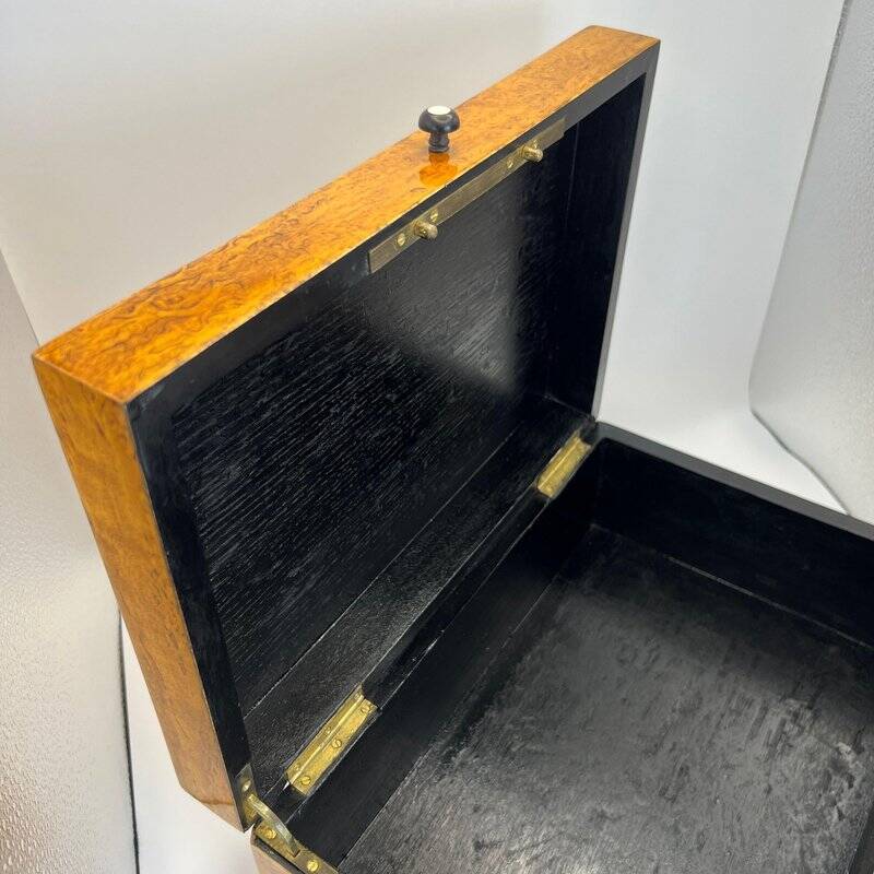 Biedermeier Box in Ice Birch and Brass, Germany, 1840s