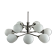 12-flame Sputnik chandelier from the 1960s and 1970s, Kaiser Leuchten, opal glass design