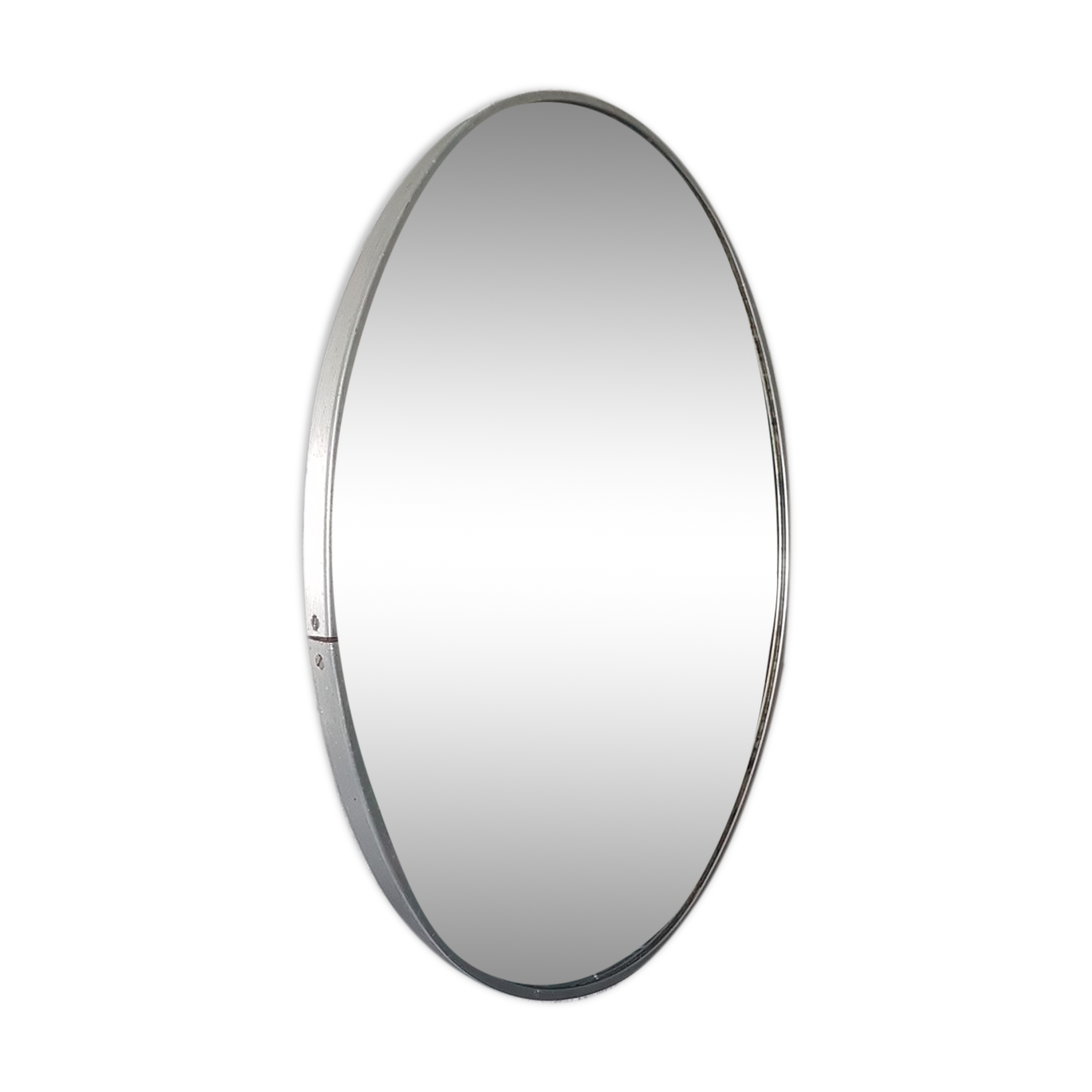 Old aluminum oval mirror