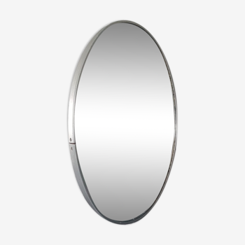 Ancien miroir oval en aluminium