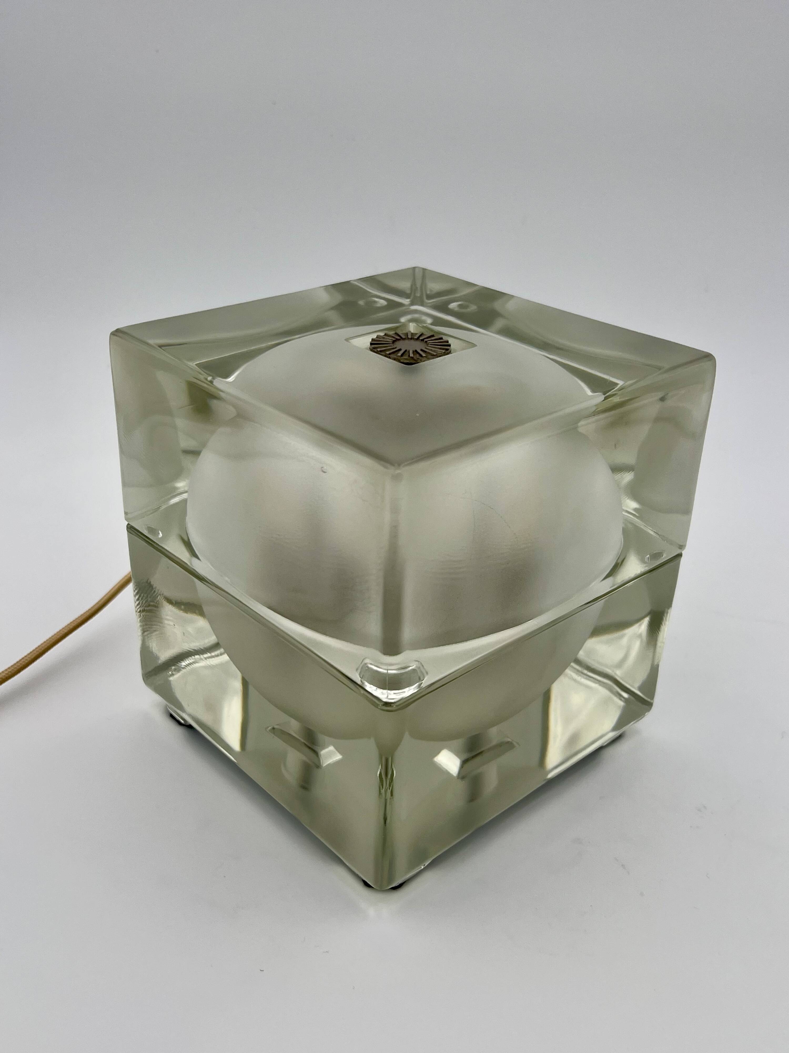 Lampe de table "Cubosfera" par Alessandro Mendini pour Fidenza Vetraria, 1968