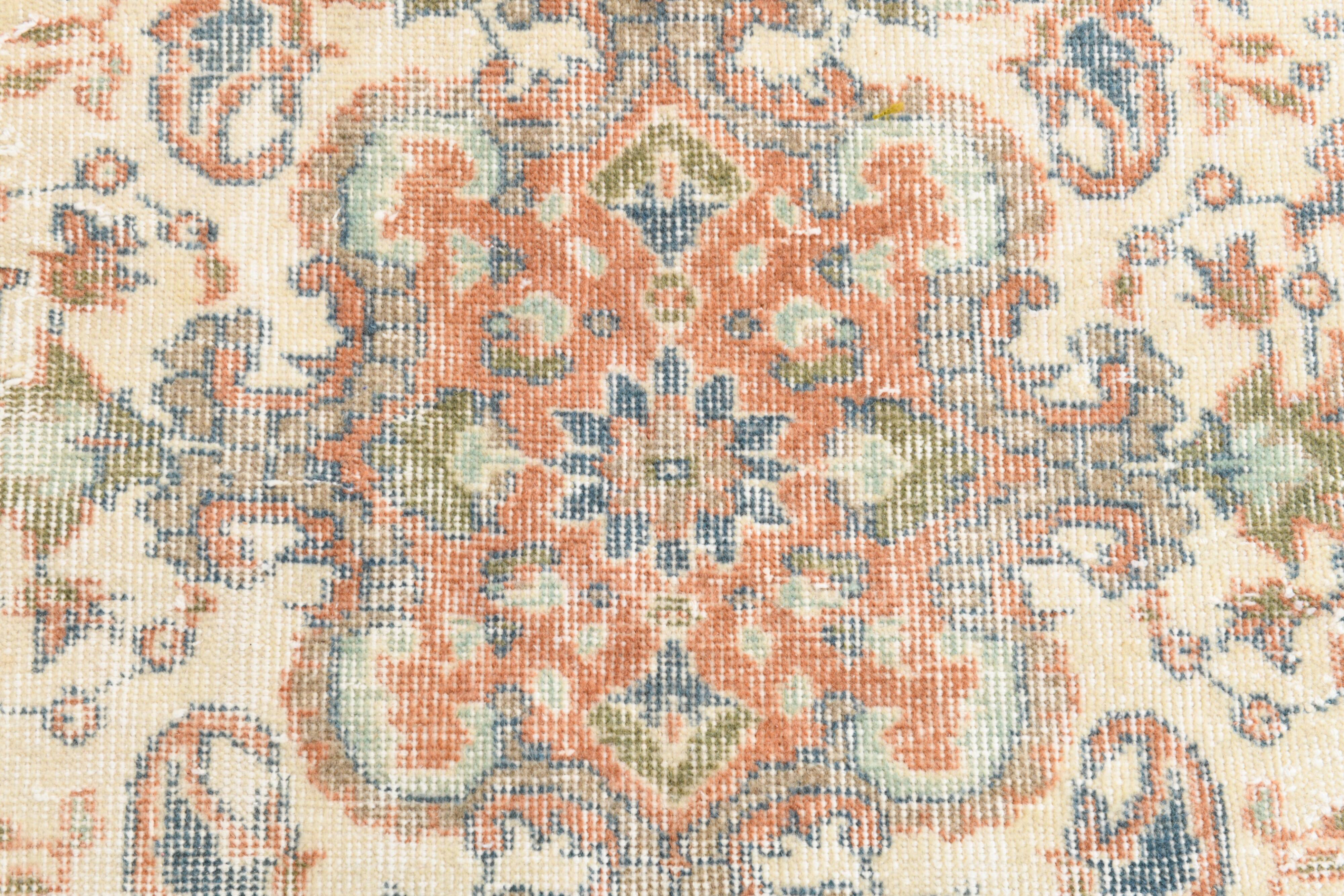 Tapis vintage en laine orange 310 x 217 cm, fait main, grand format