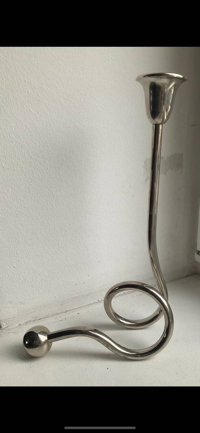 Vintage silver metal candle holder