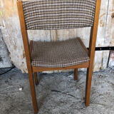 Set of 3 vintage 60s wooden fabric and tile chairs