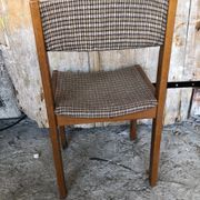 Set of 3 vintage 60s wooden fabric and tile chairs