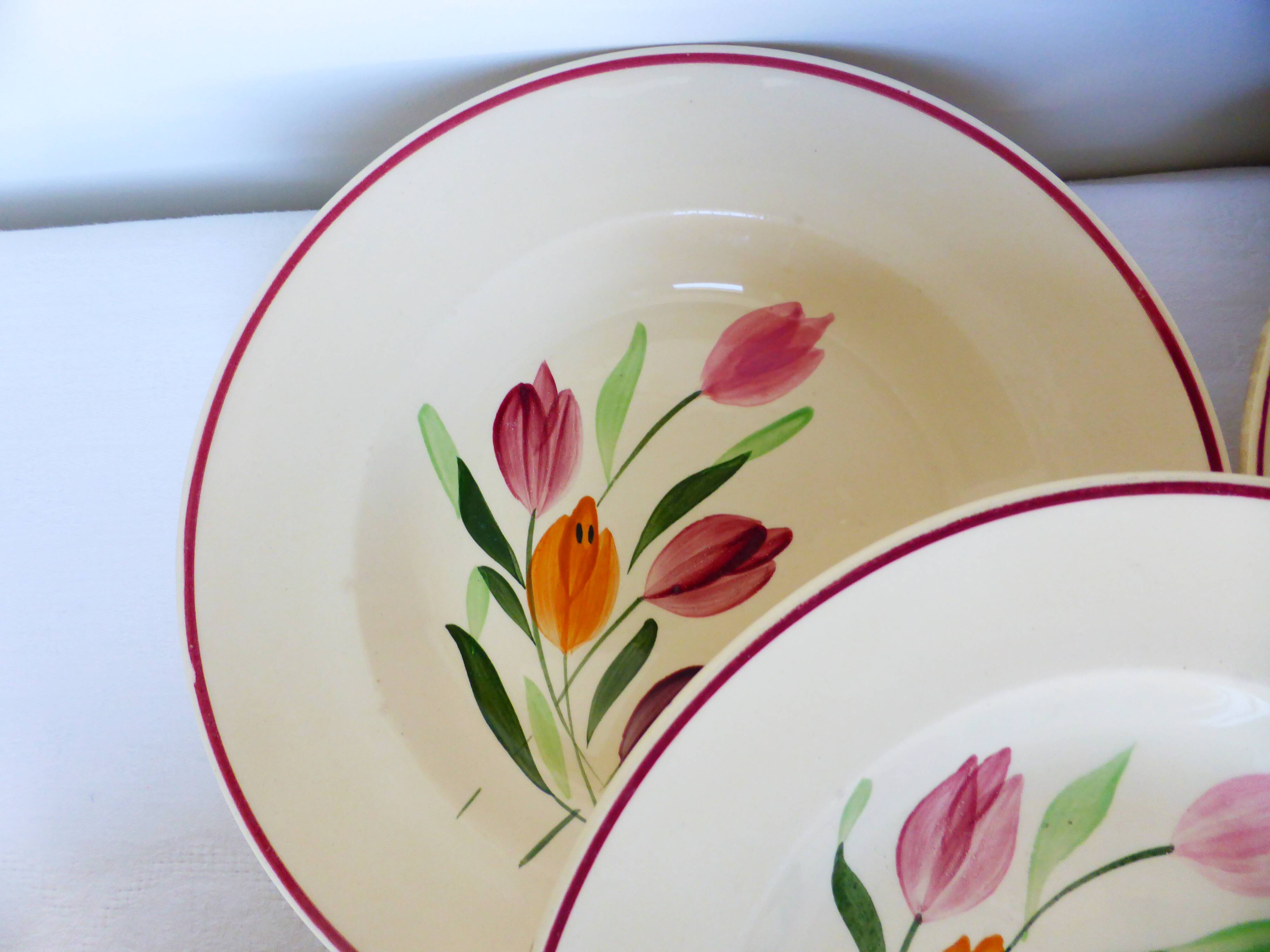 5 assiettes creuses de Longchamp modèle Tulipes 210747