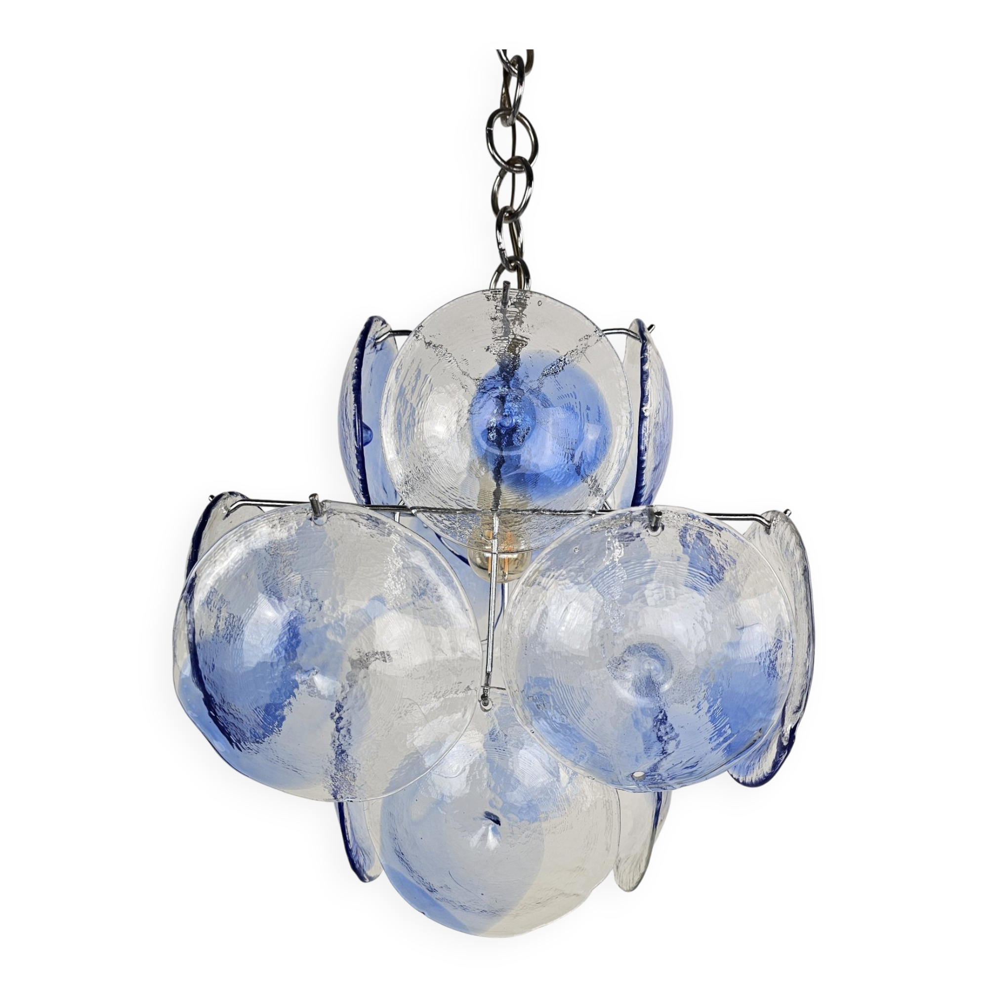 Lampe suspendue Disc bleue transparente Italie