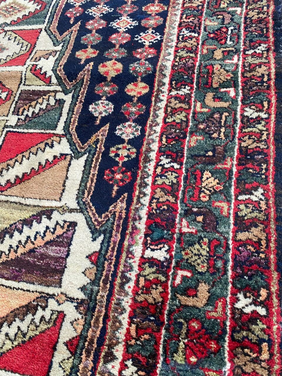 Handmade ancient Persian mazlaghan carpet