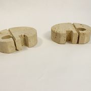 Pair of travertine elephant candle holders by Enzo Mari for Fratelli Mannelli 70s