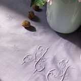 Old linen tablecloth and lilac-tinted silk