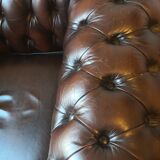 Vintage Brown Leather Chesterfield Tufted Armchair