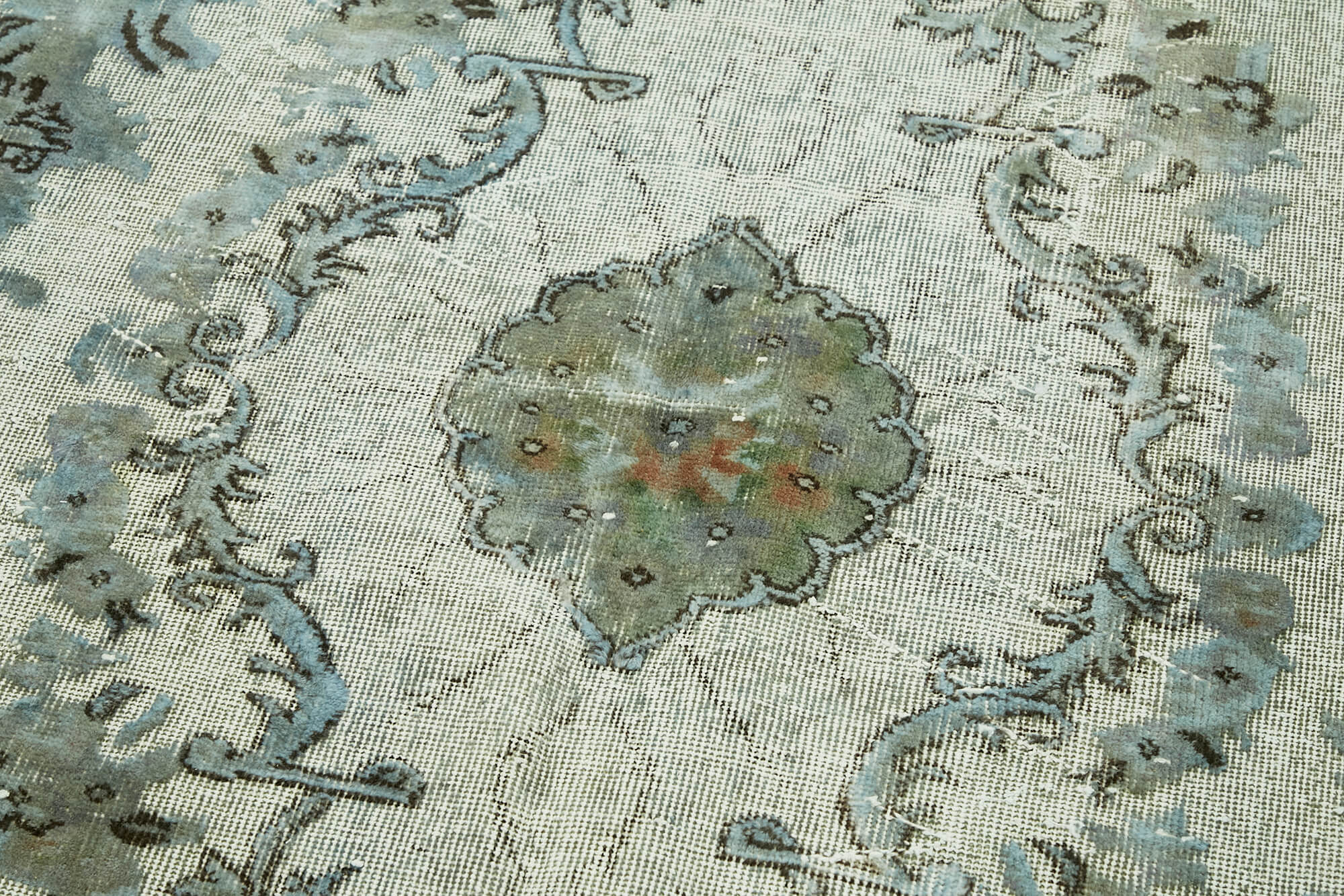 Handwoven overdyed oriental 1970s 185 cm x 295 cm blue carpet