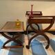 Teak service trolley with nesting table, mid-century modernism.