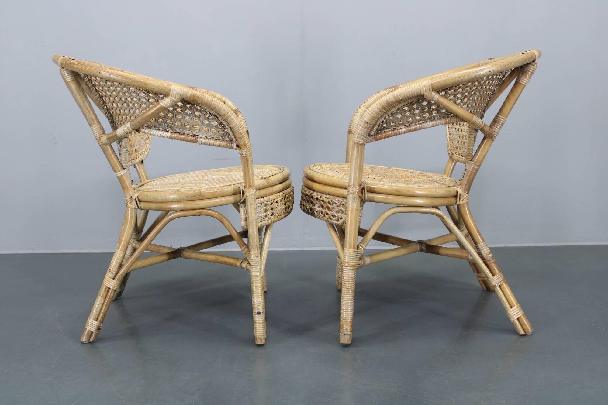 1970s Set of Four Rattan Chairs, Italy
