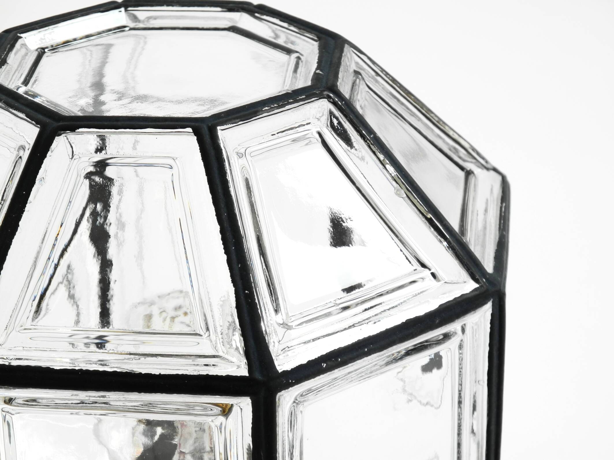 Beautiful 1970s Limburg glass ceiling lamp in octagon shape