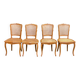 4 Louis XV dining chairs in light solid wood with caning.