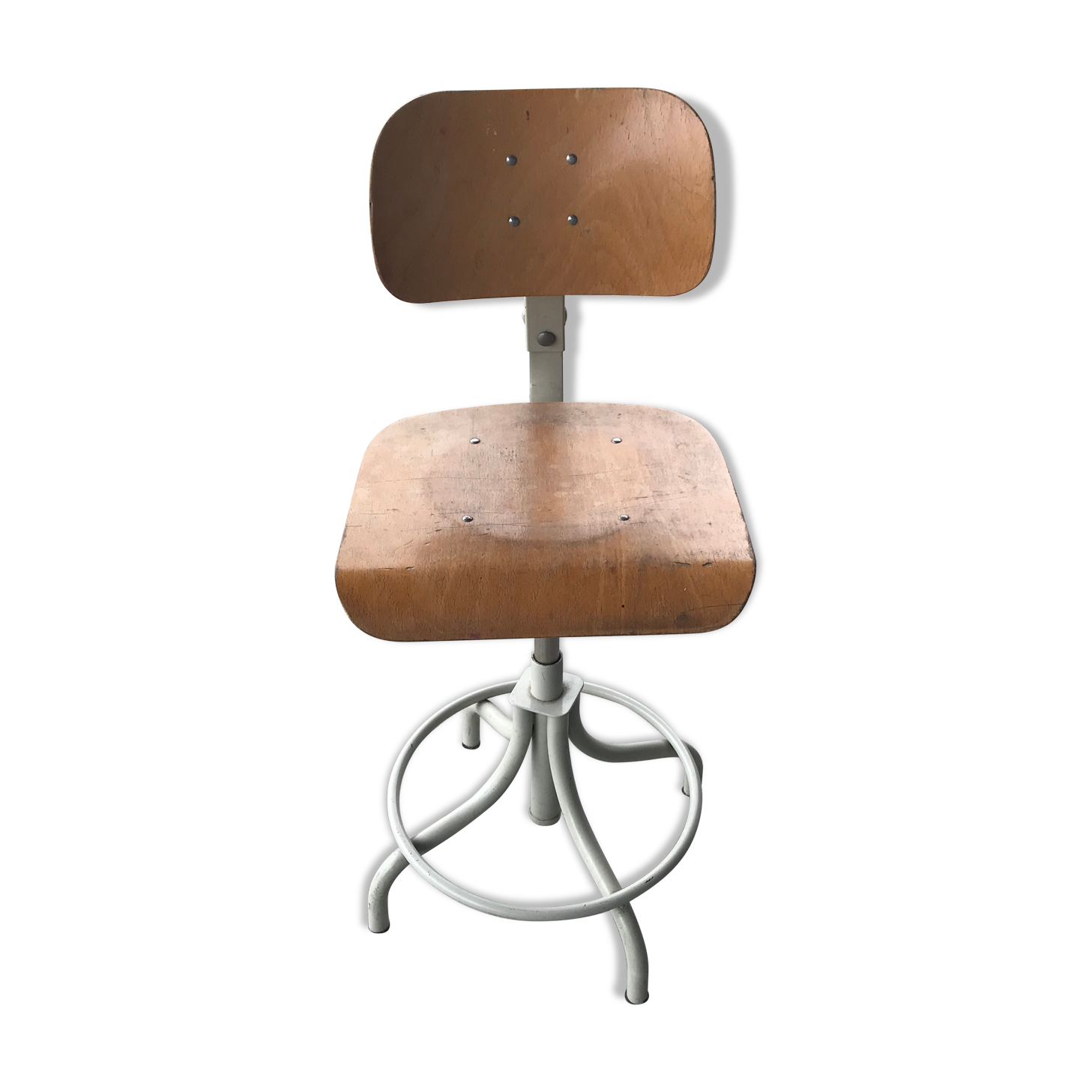 Chaise de bureau 1960 en bois et métal, style industrie, marque BAD