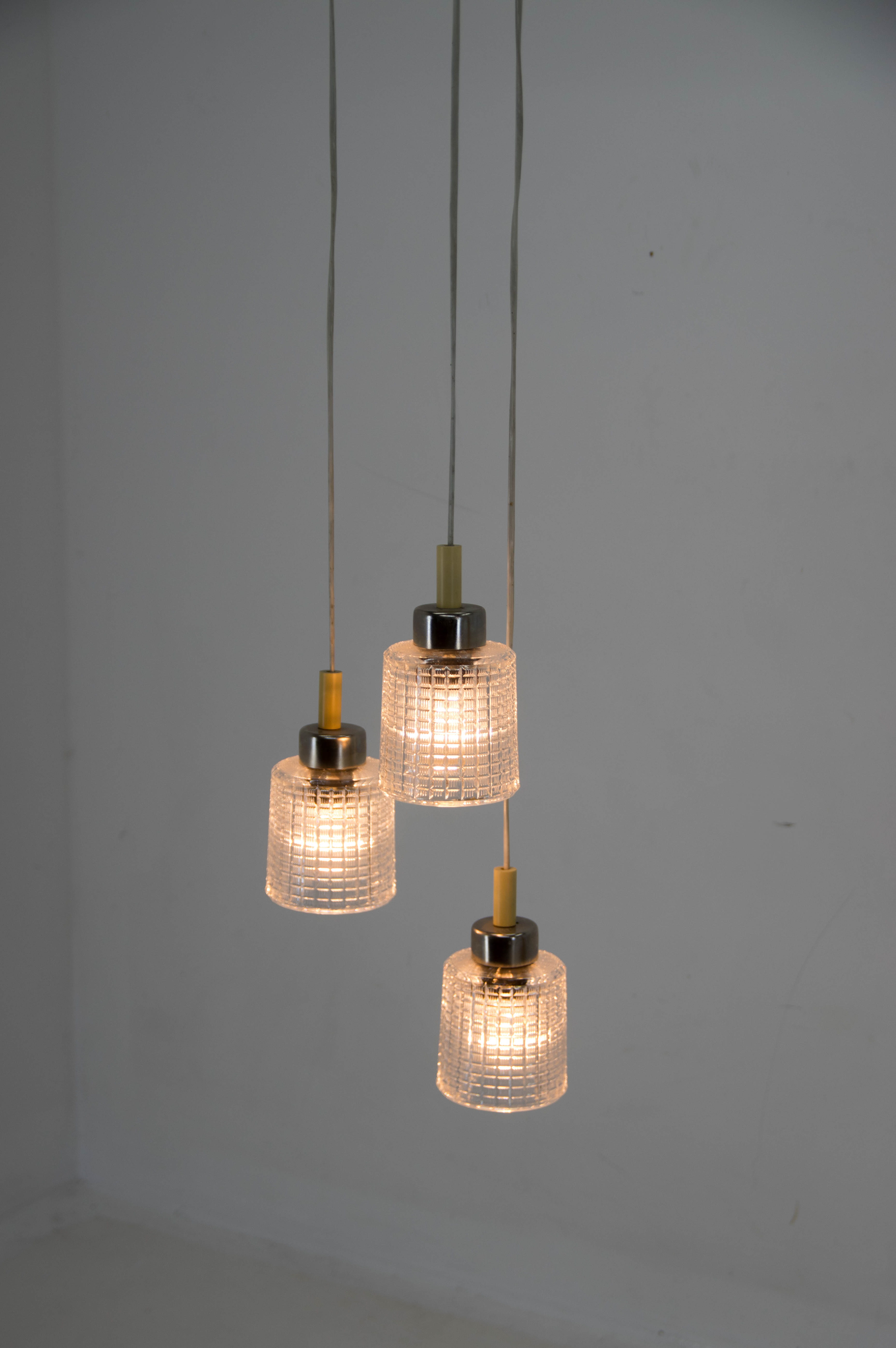 Mid century adjustable glass suspension by Pokrok Zilina, 1970s